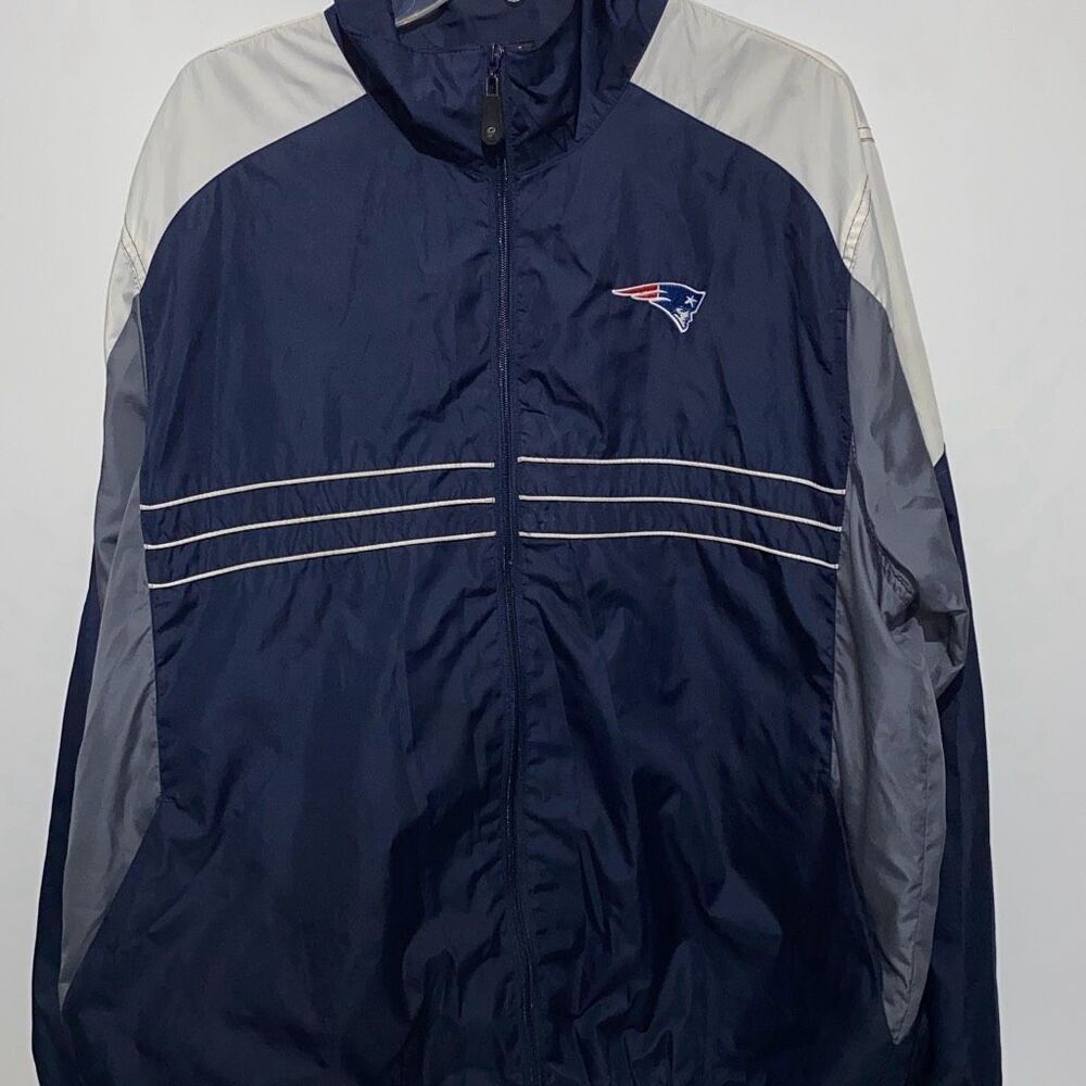 Reebok NFL New England Patriots Windbreaker Jacket Mens XL Navy Blue Full Zip SI